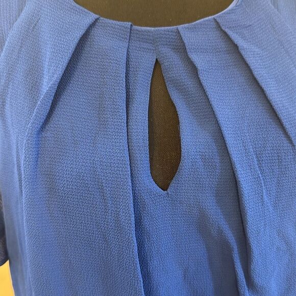 London Times Pleated Keyhole Jewel Neck Elastic Waist Dress. Size 12 NWT - Picture 4 of 12